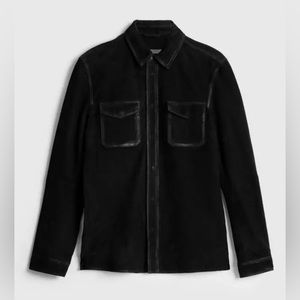 John Varvatos Izzy Shirt Jacket Black Suede Leather Size 54 New With Tags $698